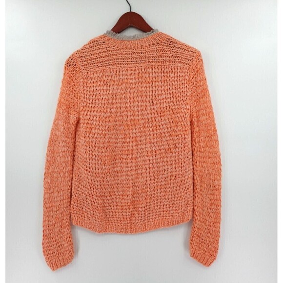 Sonia Bogner Artsy Cardigan Womens 14 Peach Ribbon Yarn Open Front Art-to-Wear - Picture 5 of 13